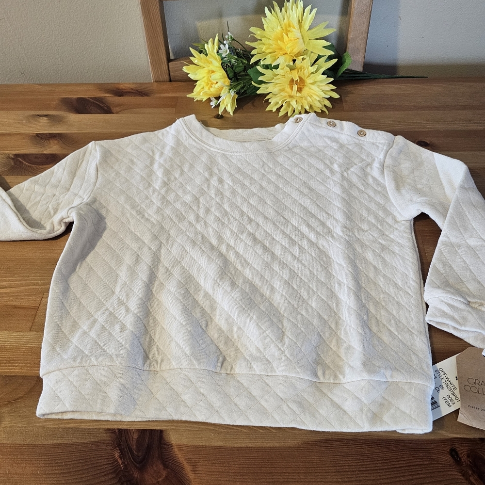Grayson Collective - Toddler Quilted Sweatshirt - Off- White 4T UNISEX - Picture 10 of 12
